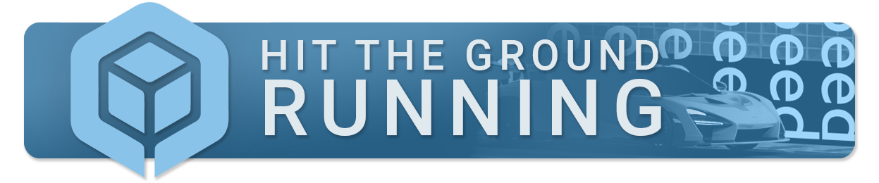 Hit the ground running graphic with speedy car